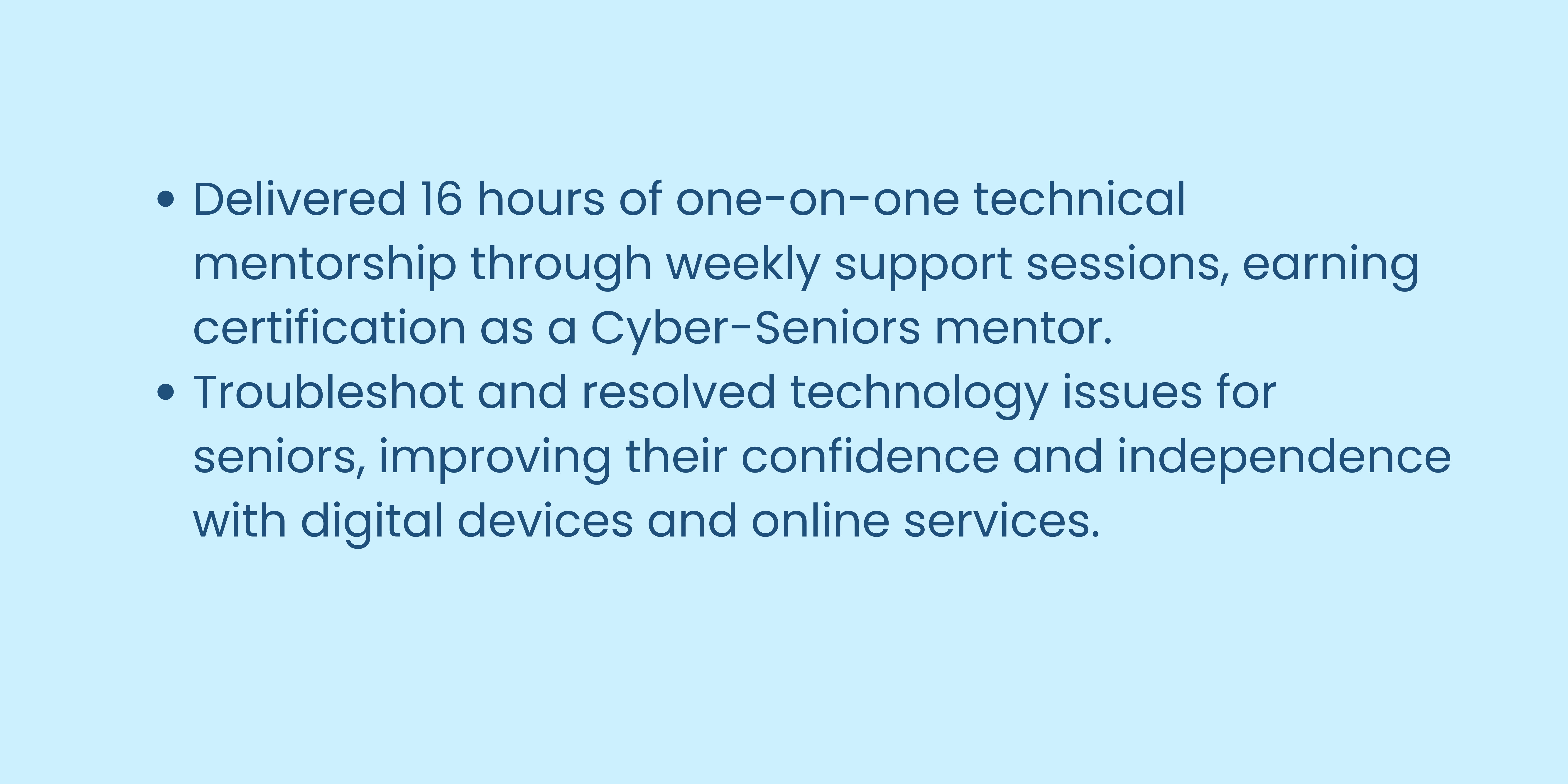 Cyber Seniors skills and experience details