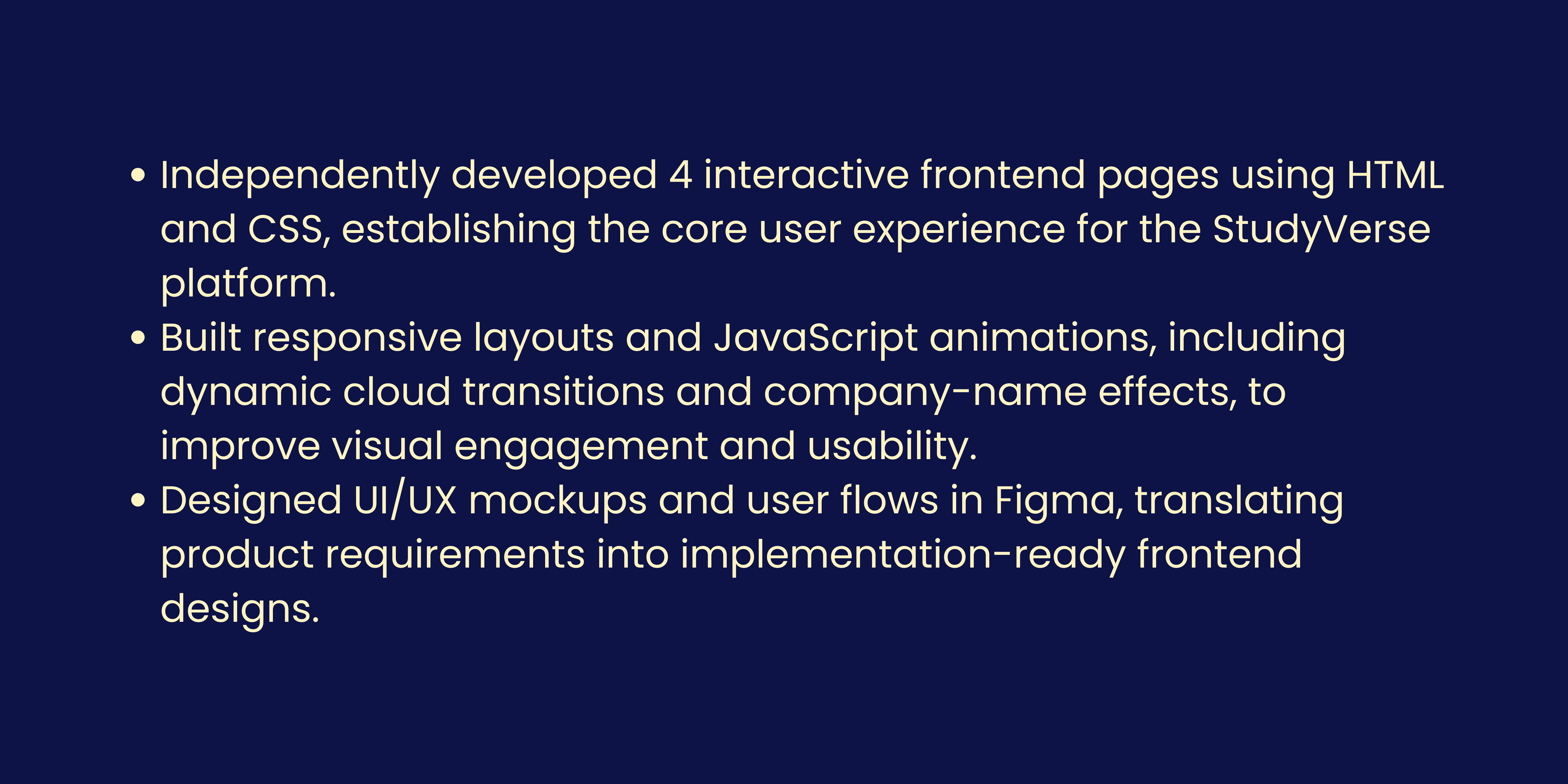 StudyVerse skills and experience details