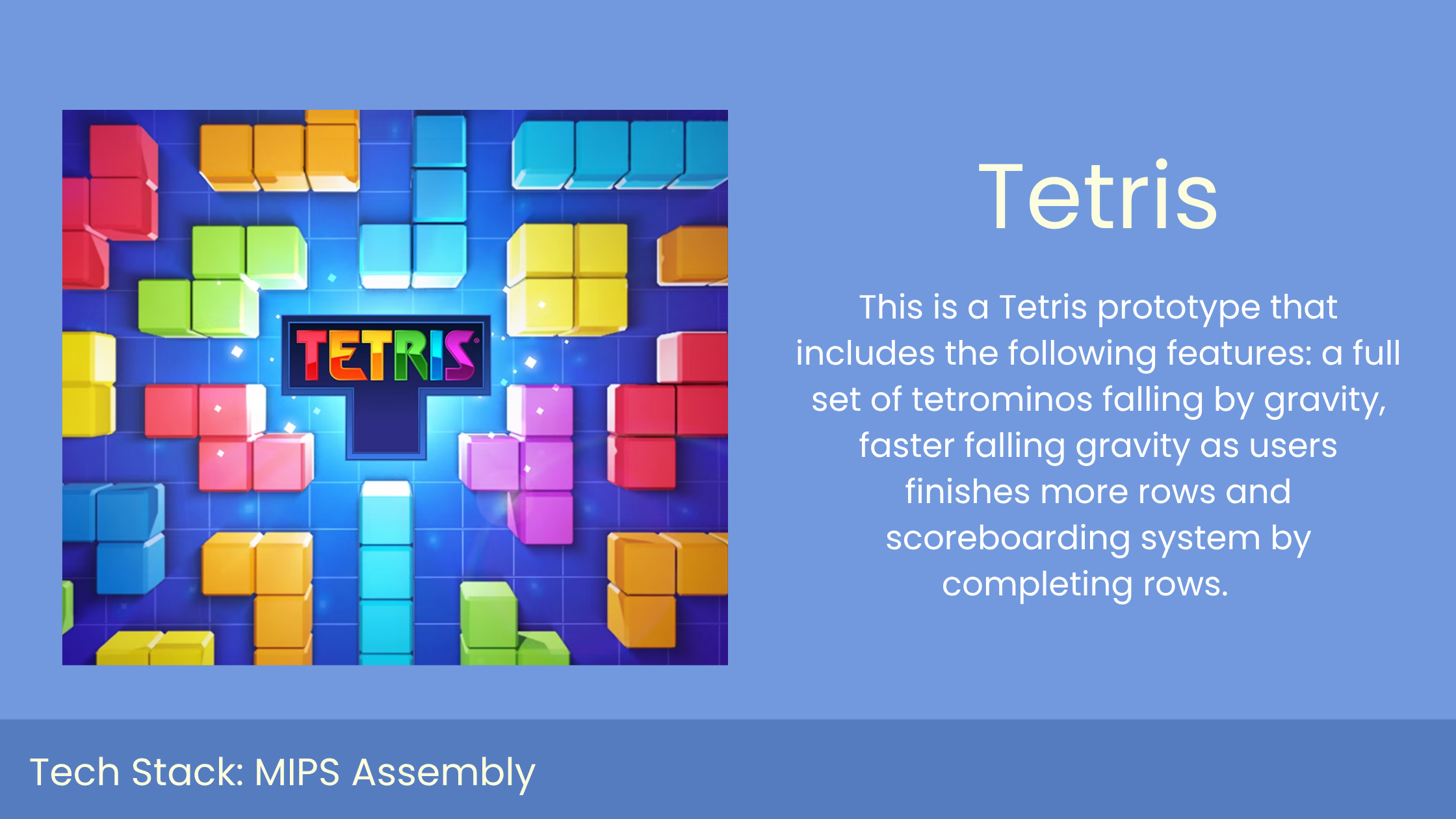 MIPS Tetris project screenshot